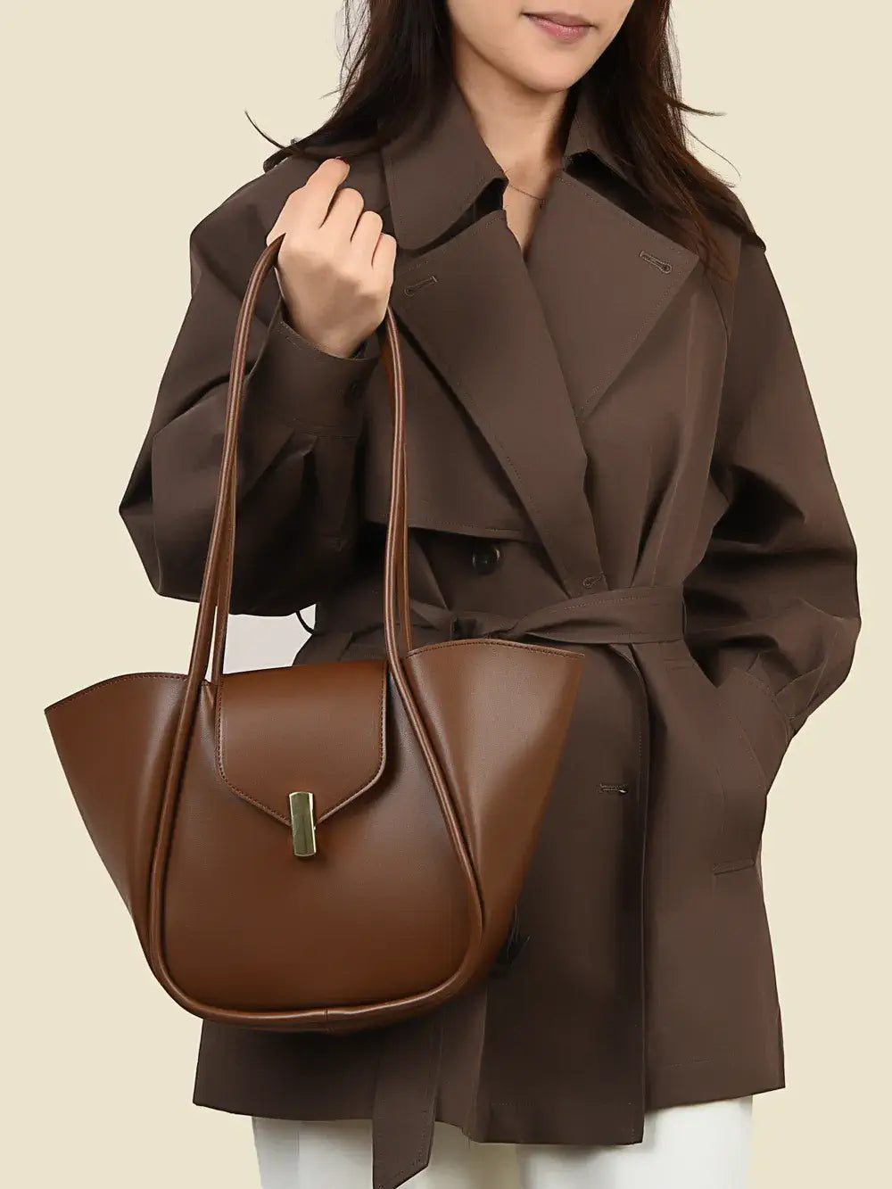 Faux Leather Shoulder Bag with Pouch