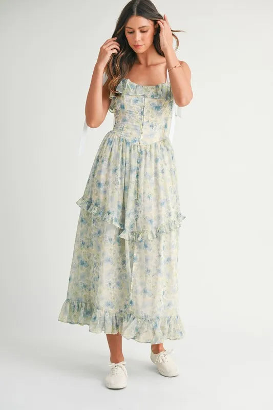 floral sleeveless midi dress