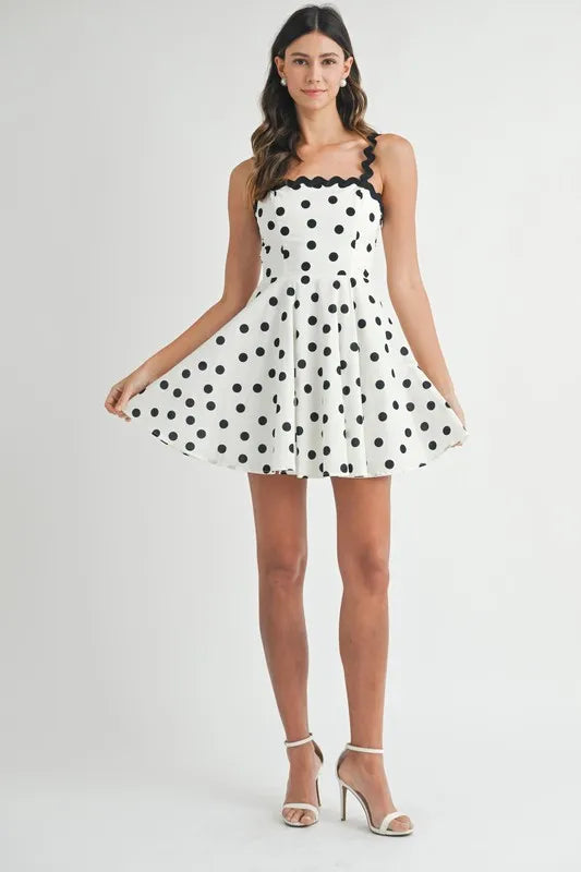 white polka dot mini dress