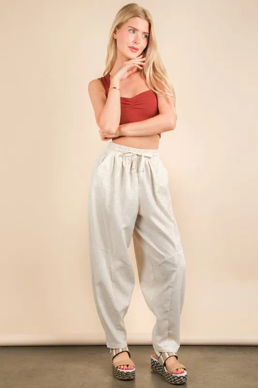 Women Barrel Comfy Pants Oatmeal