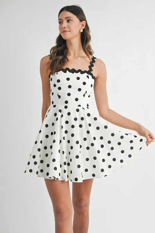 white polka dot mini dress White