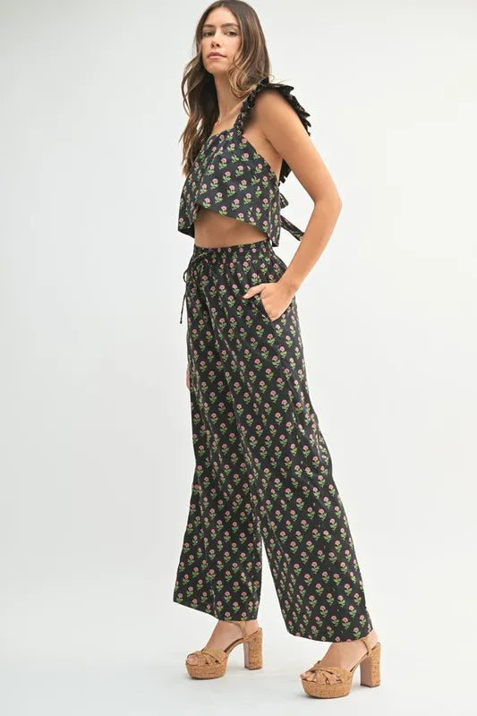 floral two piece pants set