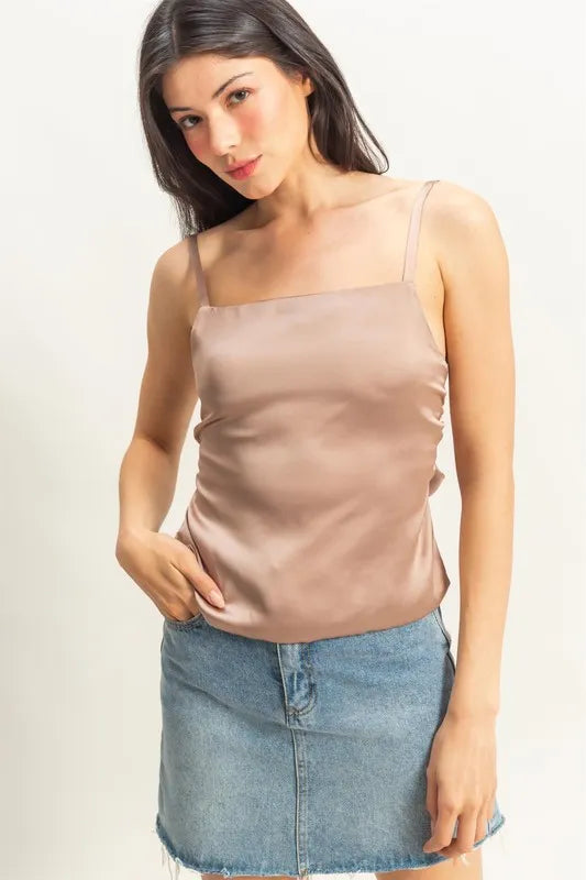 camisole satin top Beige