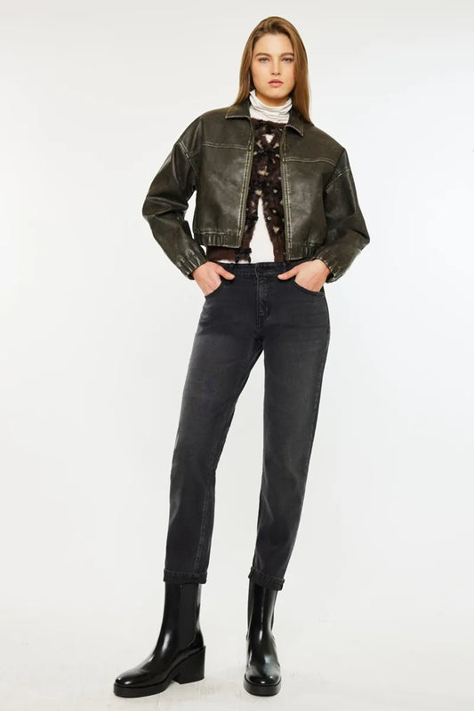 Womens Boyfriend Jeans Black DARK GREY