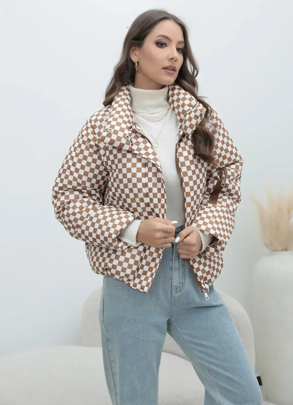 women's checkered jacket
