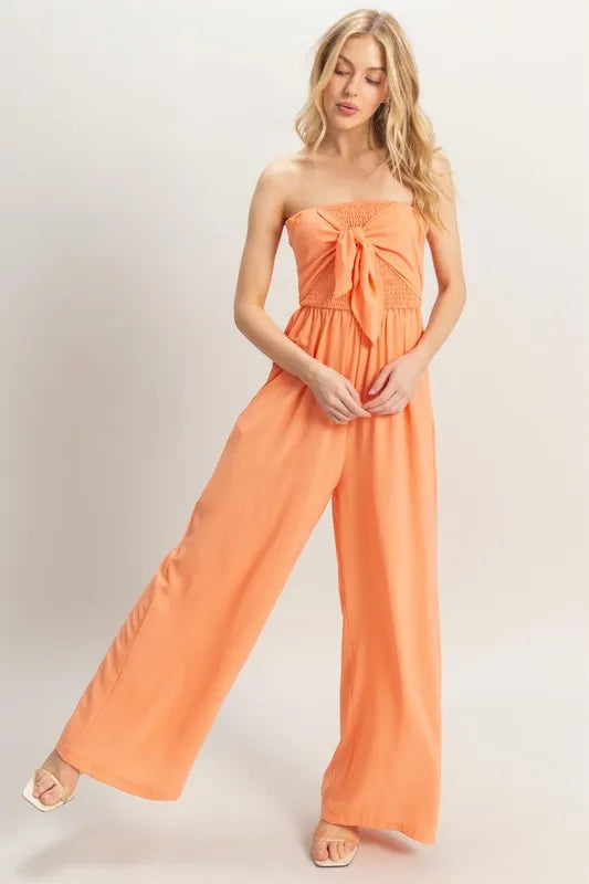 Women's Orange Jumpsuit Strapless