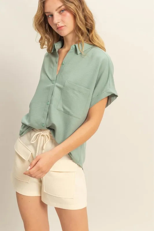 button down shirt women's short sleeve