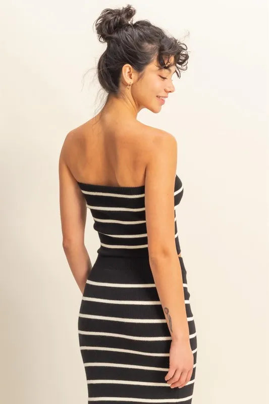 black and white striped tube top
