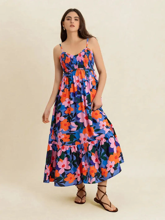 Floral Print Smocked Cami Dress Floral