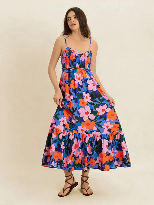 Floral Print Smocked Cami Dress