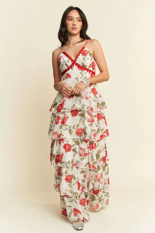 Layered Ruffle Maxi Dress Floral
