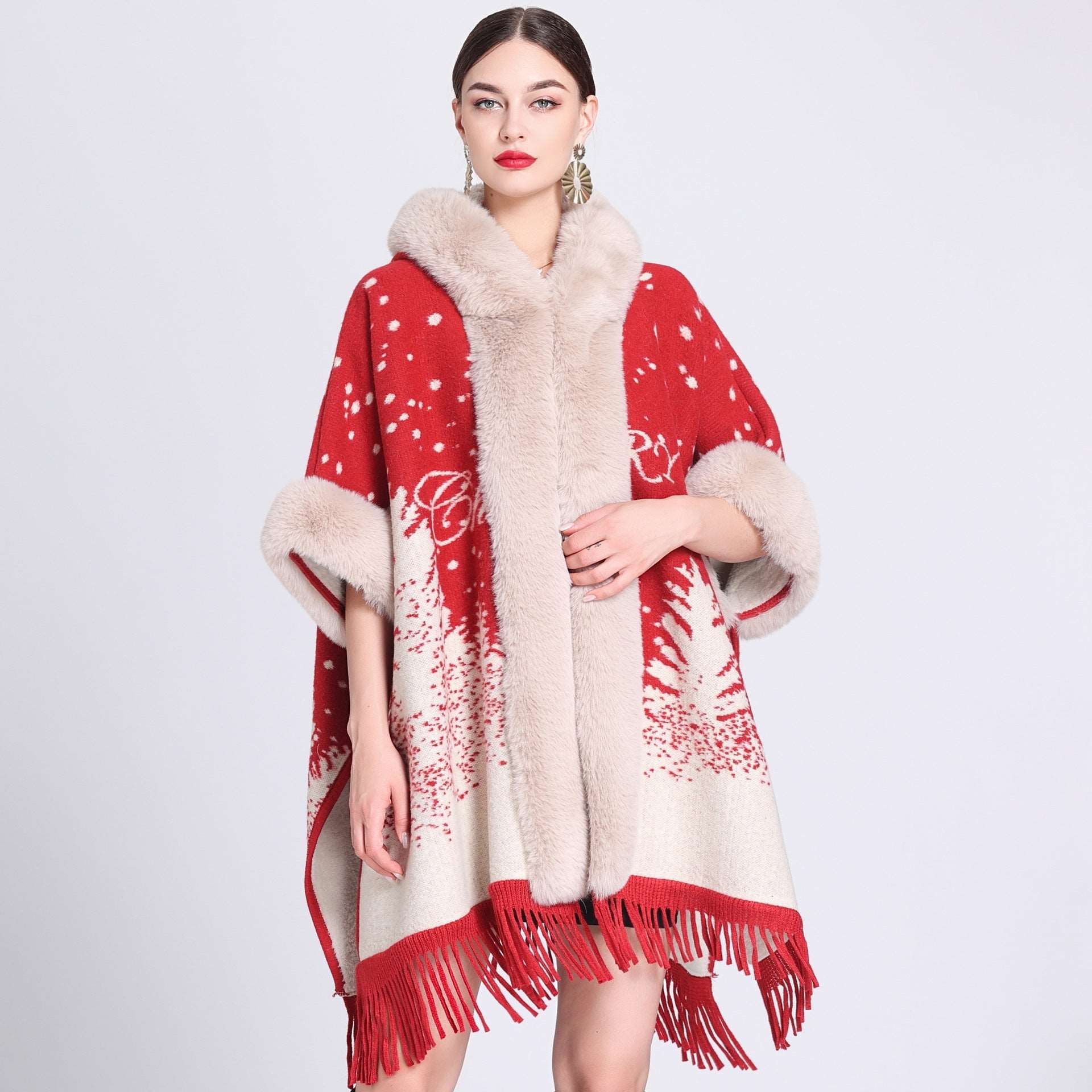 cape coat with fur collar style7 Average Size