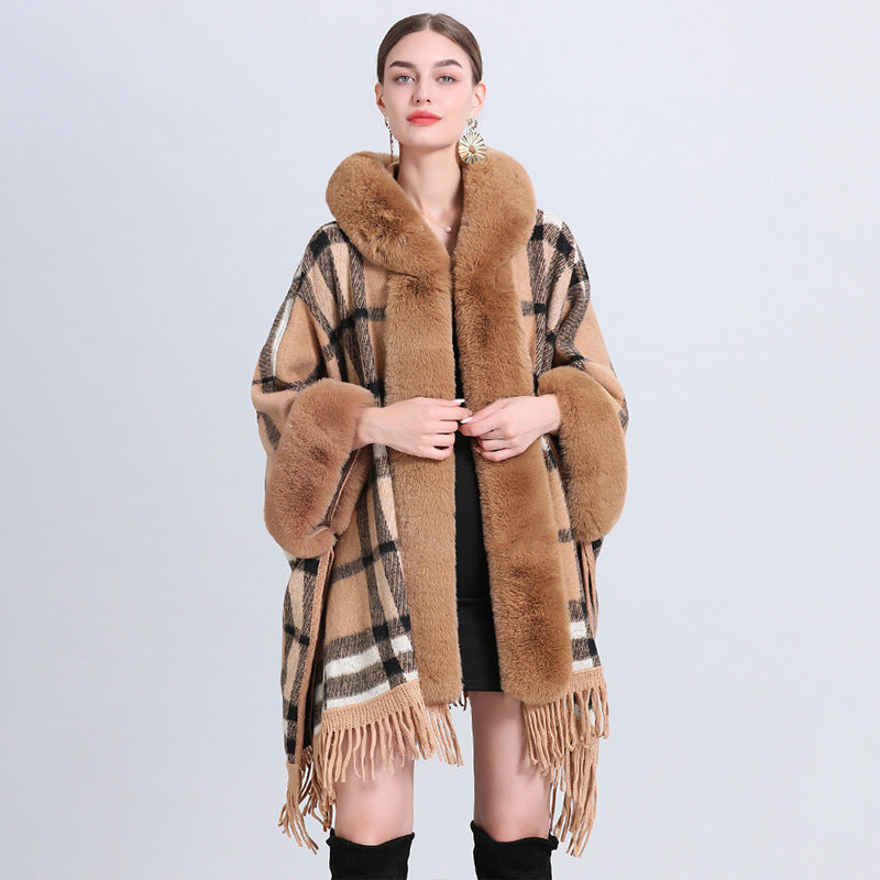 cape coat with fur collar style3 Average Size