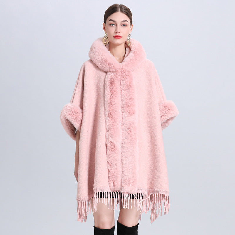 cape coat with fur collar style6 Average Size