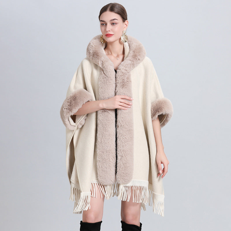 cape coat with fur collar style12 Average Size