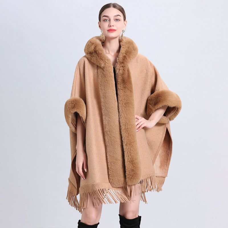 cape coat with fur collar style11 Average Size