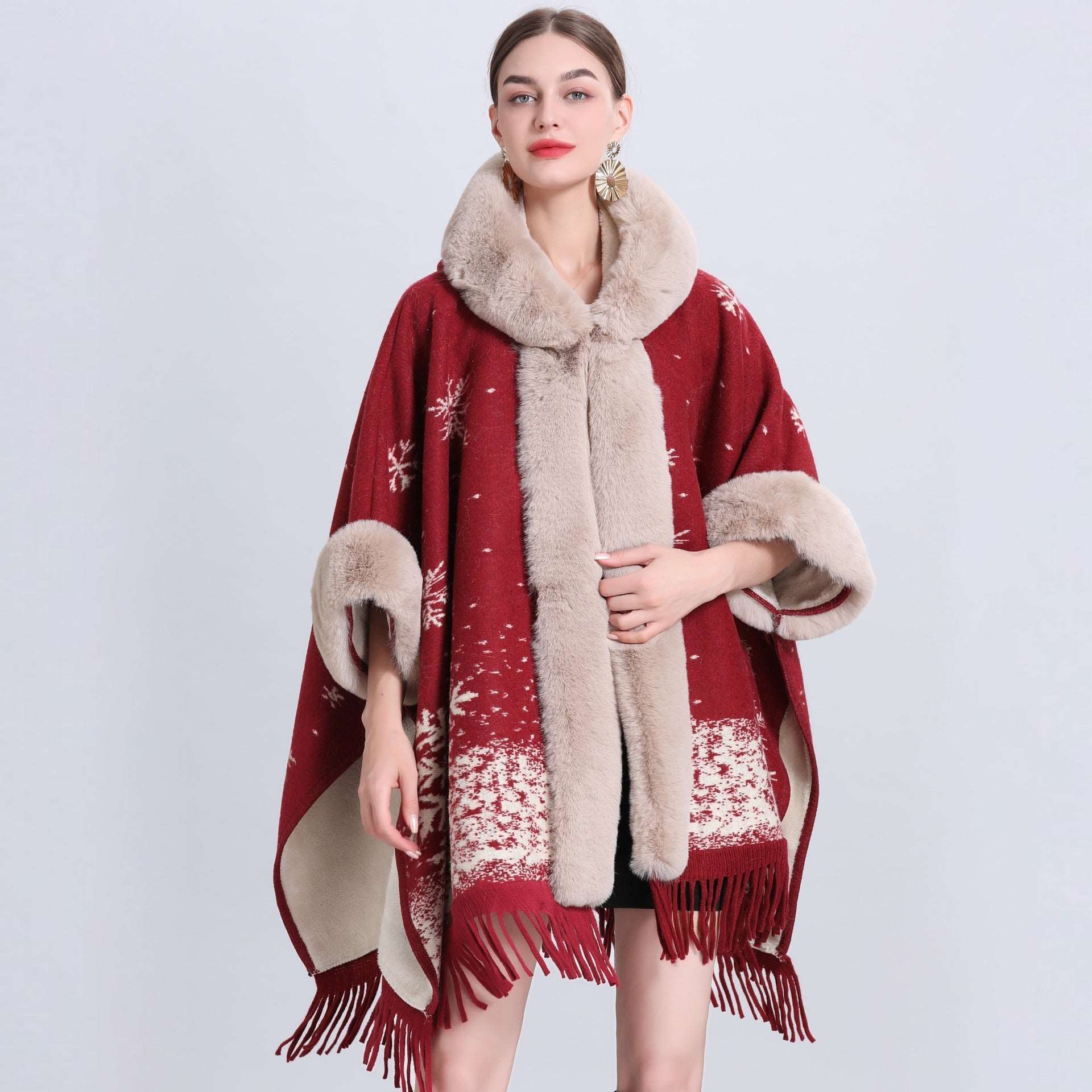 cape coat with fur collar style9 Average Size