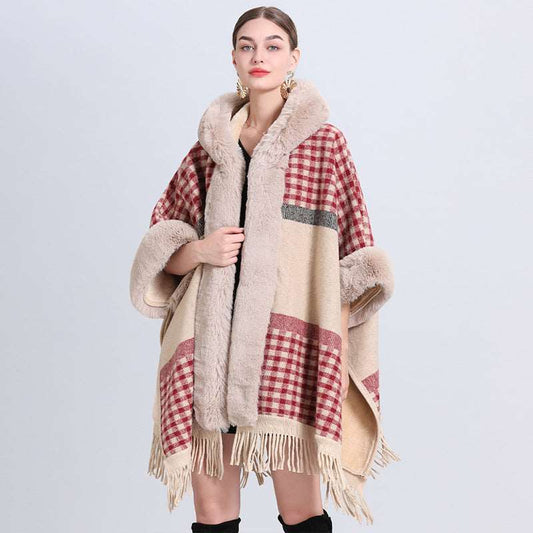 cape coat with fur collar style10 Average Size