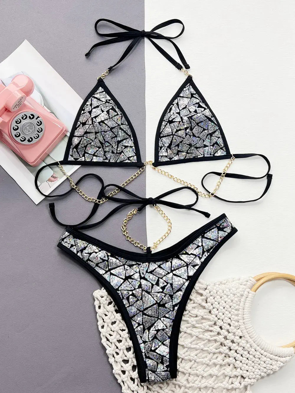 Sequin Two-Piece Bikini Set