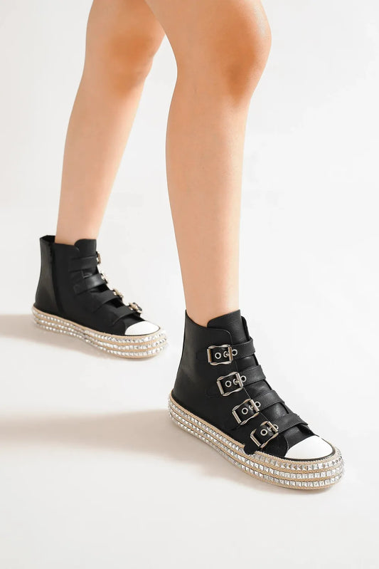 Studded Platform Sneakers Black