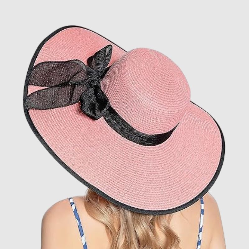 Straw Hat With Black Ribbon