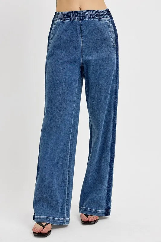 Wide Leg Jeans With Elastic Waist