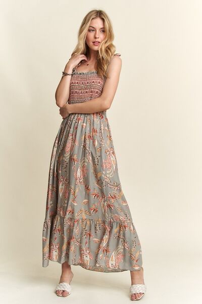 floral smocked maxi dress