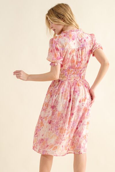 smocked waist midi dress