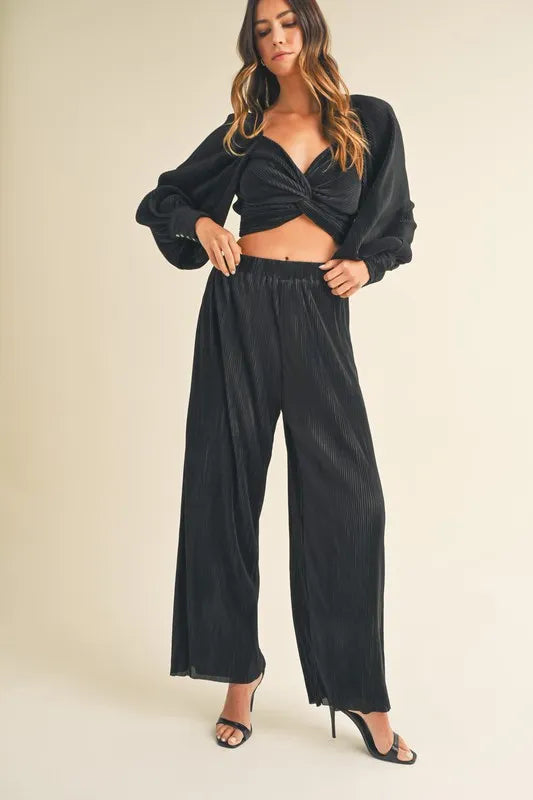 black two piece pants set Black