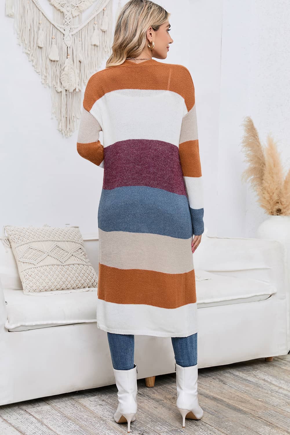 color block long cardigan