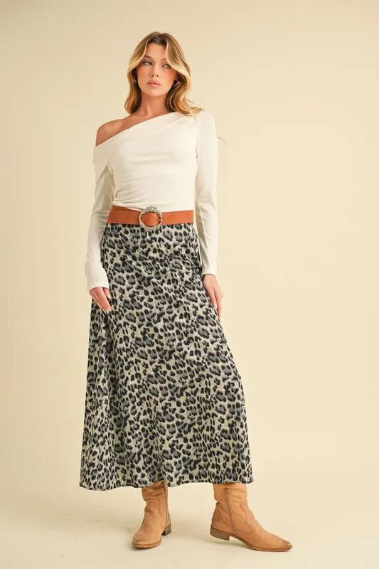 leopard print midi skirt Leopard