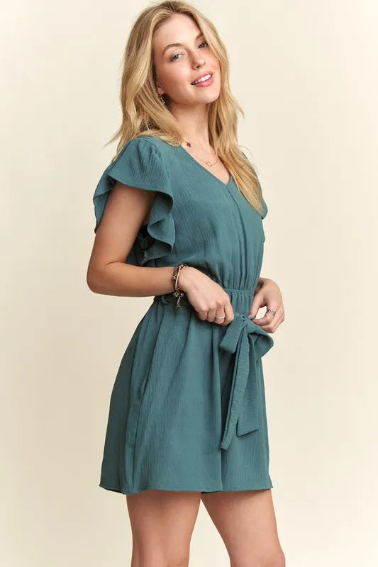 romper with ruffle sleeves