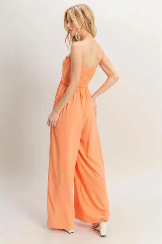Women's Orange Jumpsuit Strapless