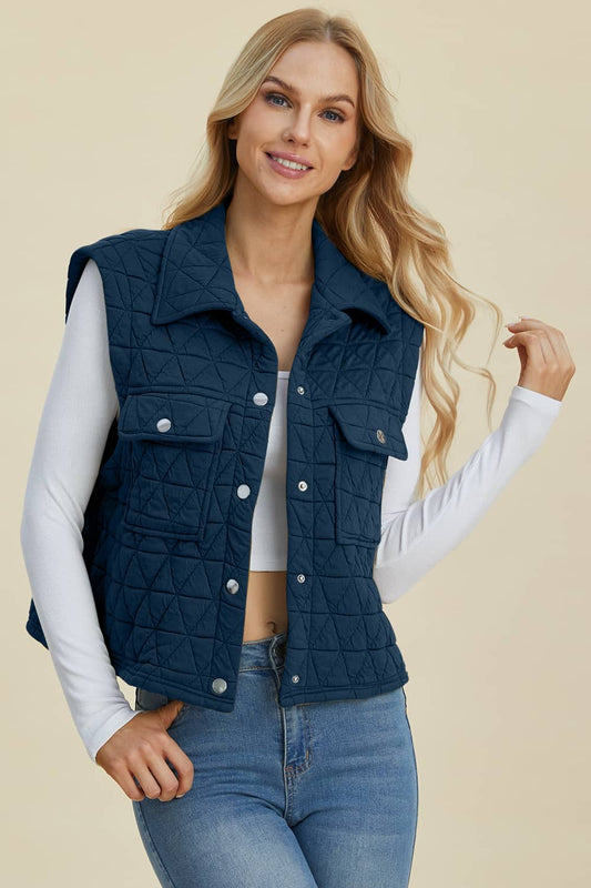 Pocketed Texture Vest Women