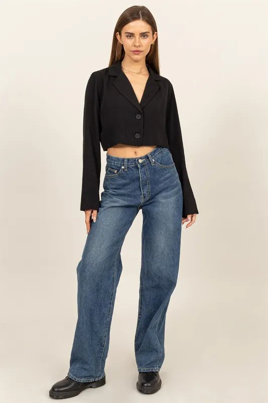 women's cropped blazer Black