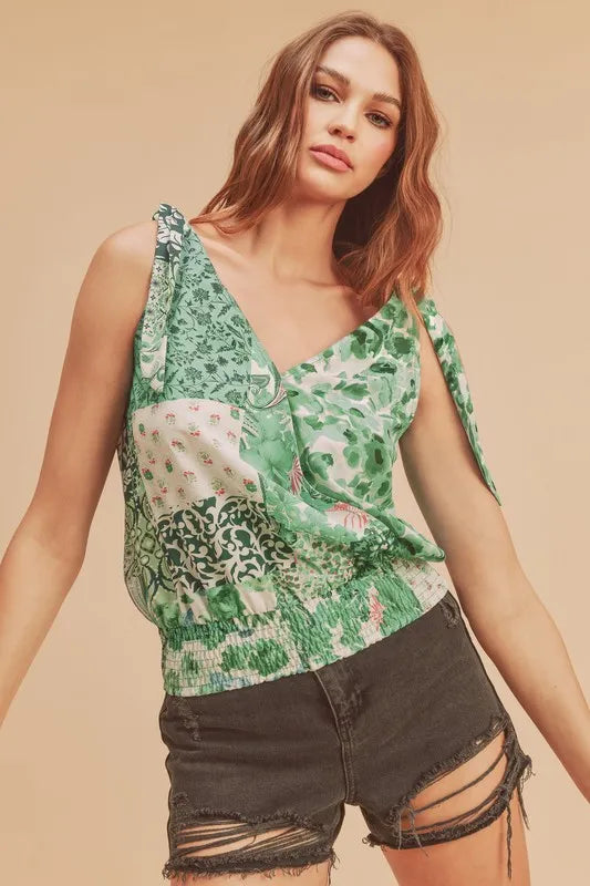 floral tank top womens Green