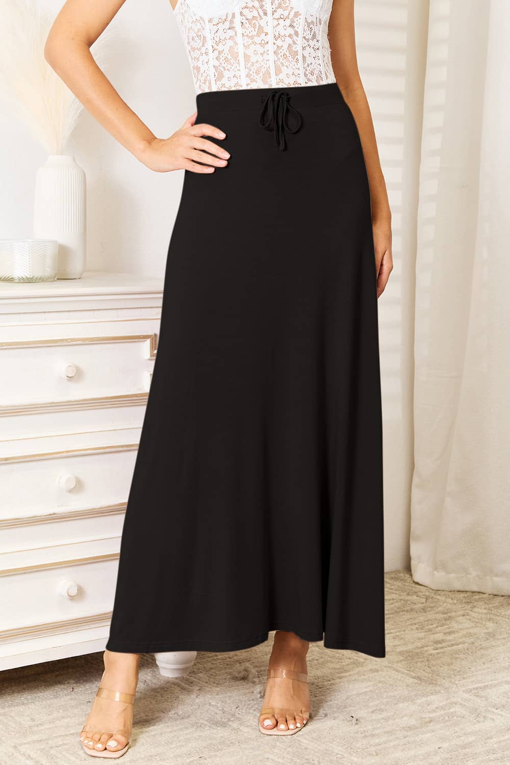 long rayon skirt Black