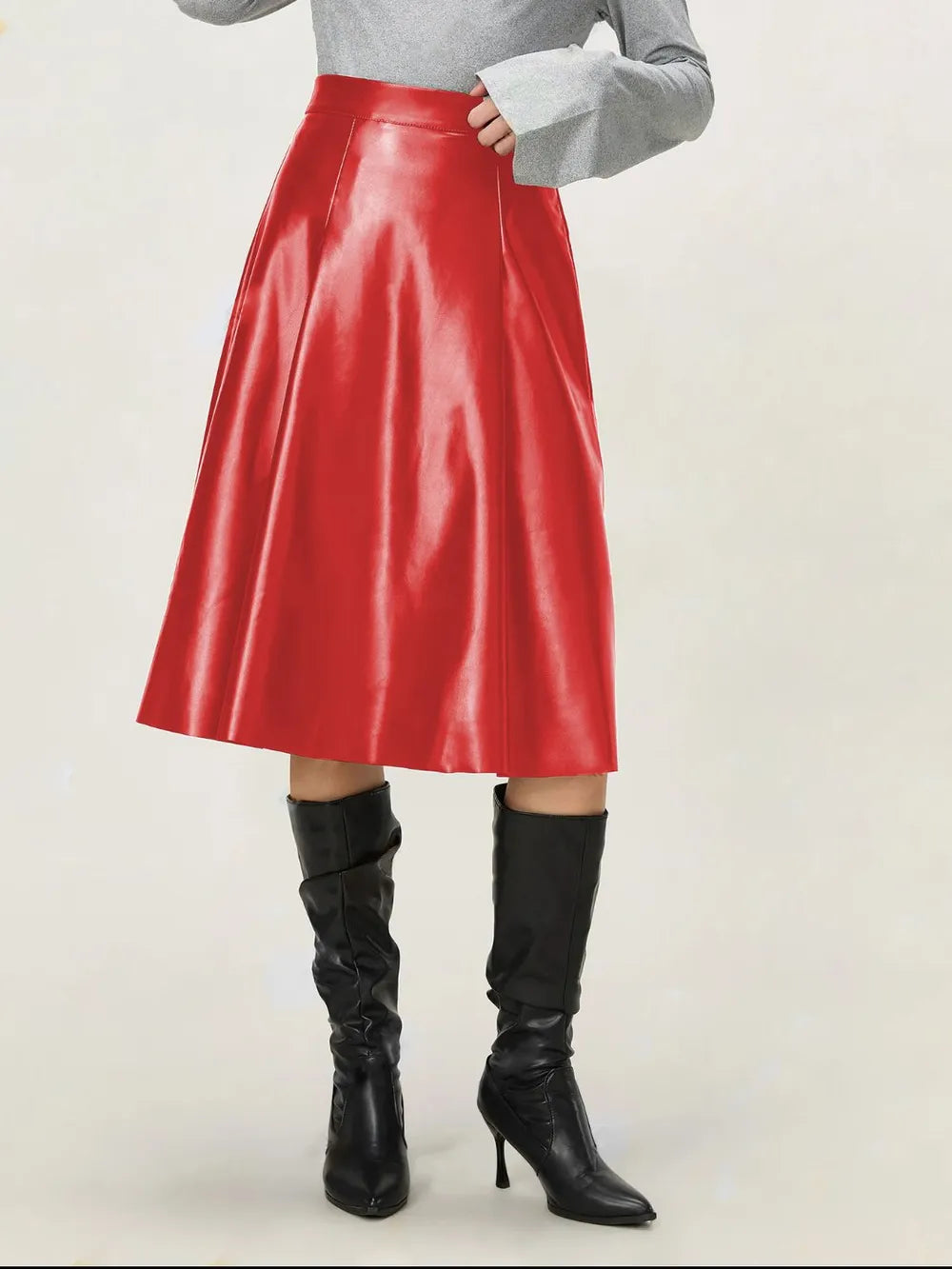 midi faux leather skirt Scarlet