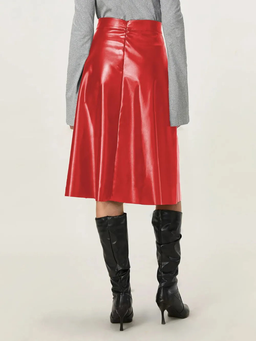 midi faux leather skirt