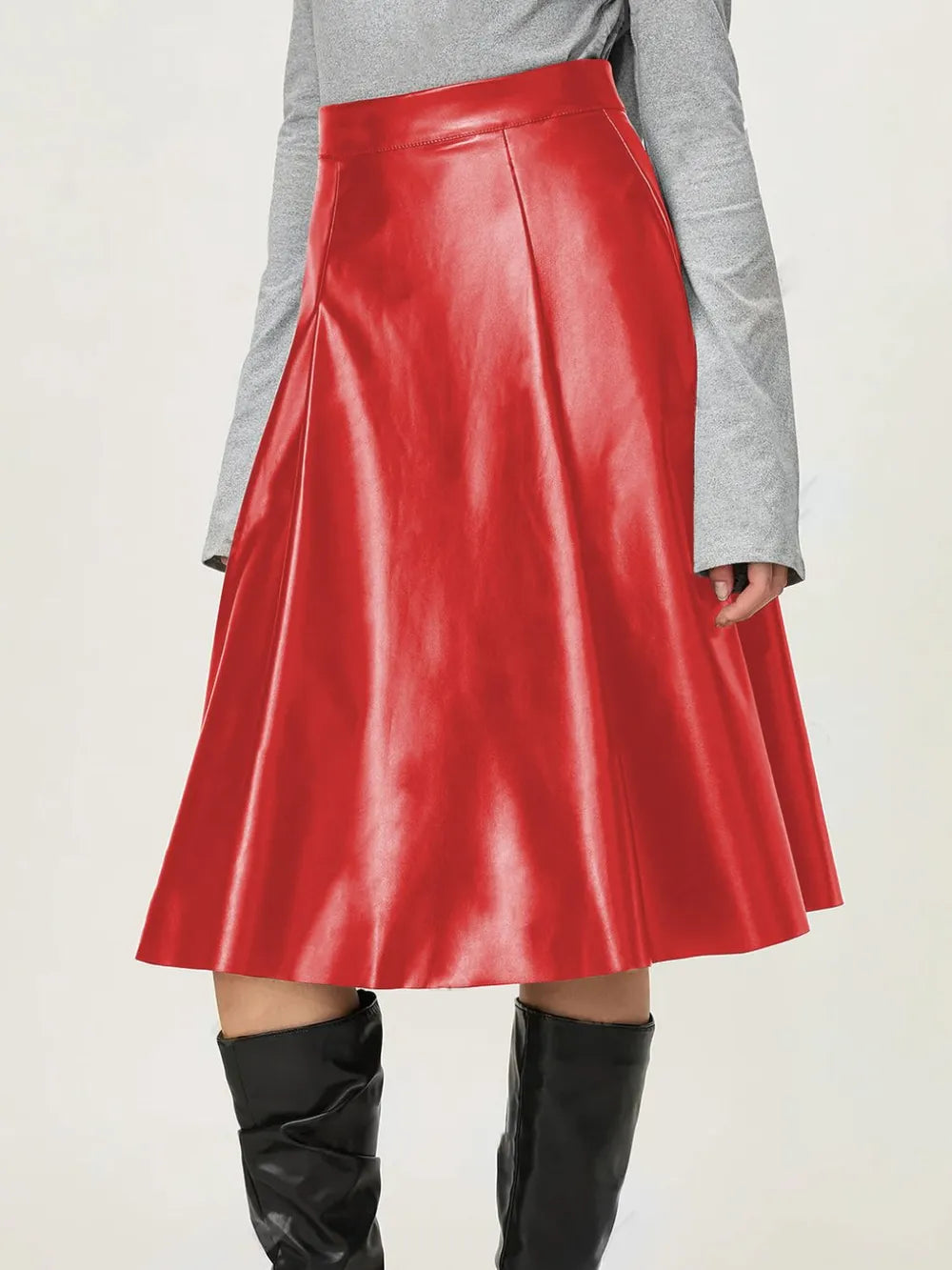 midi faux leather skirt