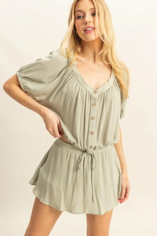 top and mini skirt set Sage