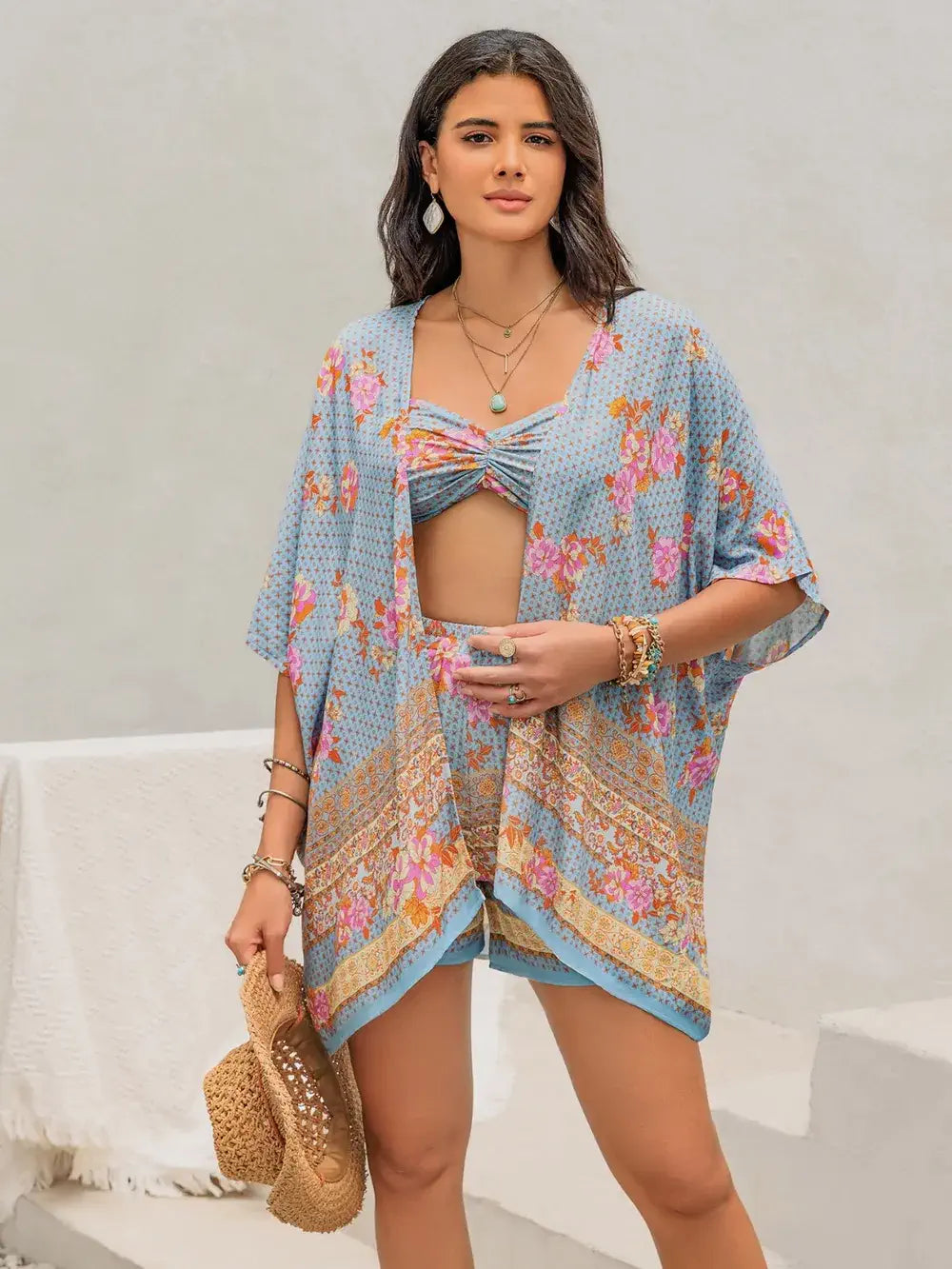 two-piece swimsuit with cover up