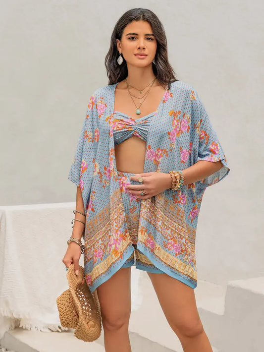 two-piece swimsuit with cover up